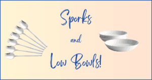 Stylish text reading 'Sports and Low Bowls!' with badminton shuttlecock and bowl images.