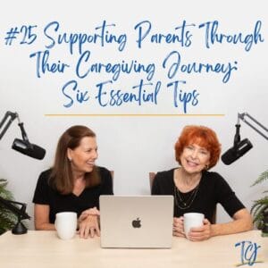 Two women sharing advice on supporting parents through caregiving.